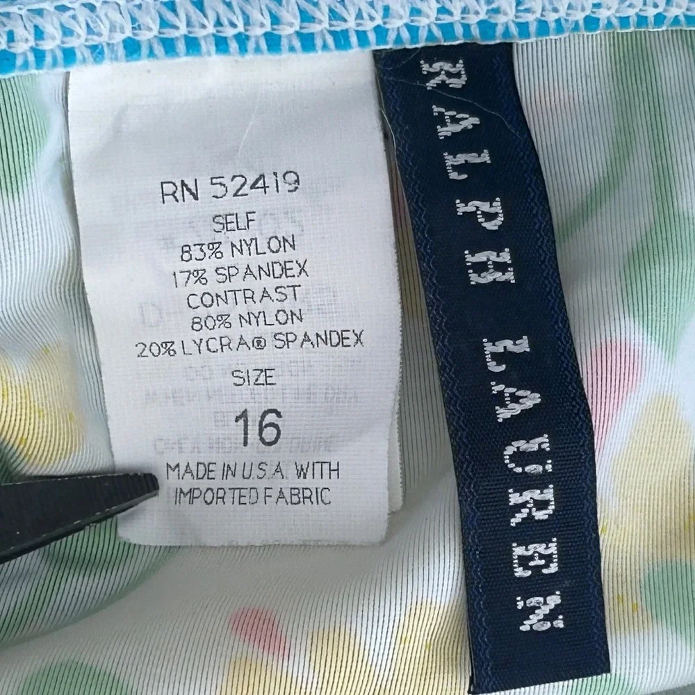 Ralph Lauren Girl Floral Patchwork Bikini Bottom Blue Pink Yellow Size 16 NWT